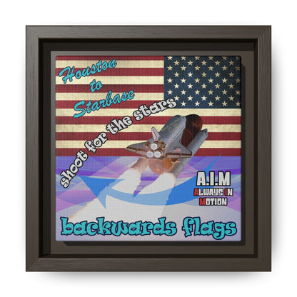 shoot for the stars - framed canvas art (light blue-pink wave)