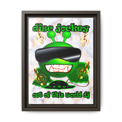 disc jockey - framed canvas art (white marble)