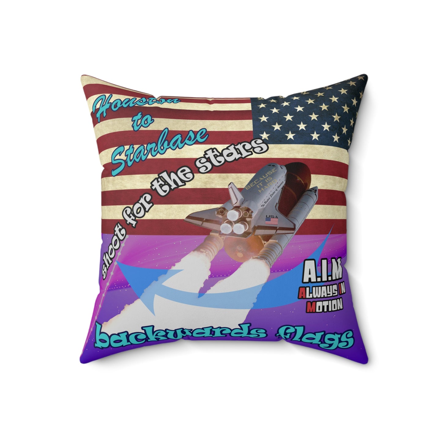 shoot for the stars - Spun Polyester Square Pillow - (purple-pink wave)
