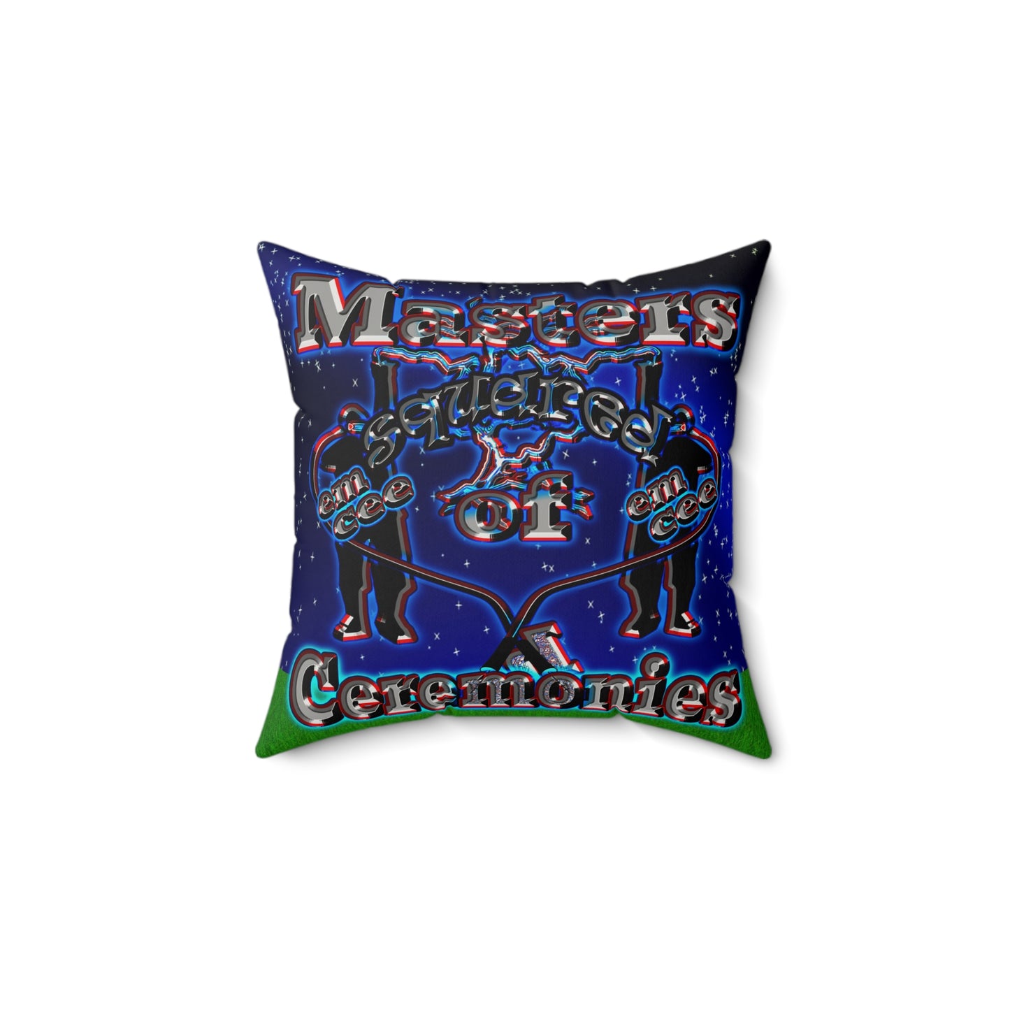 em cee squared - Faux Suede Square Pillow - ('snoops' background)