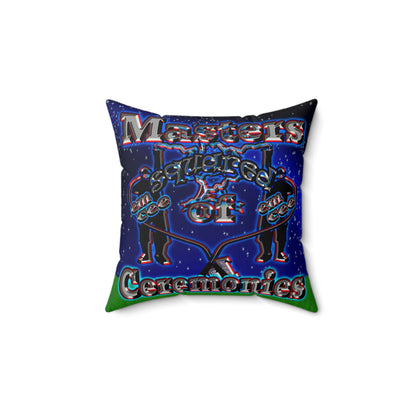 em cee squared - Faux Suede Square Pillow - ('snoops' background)