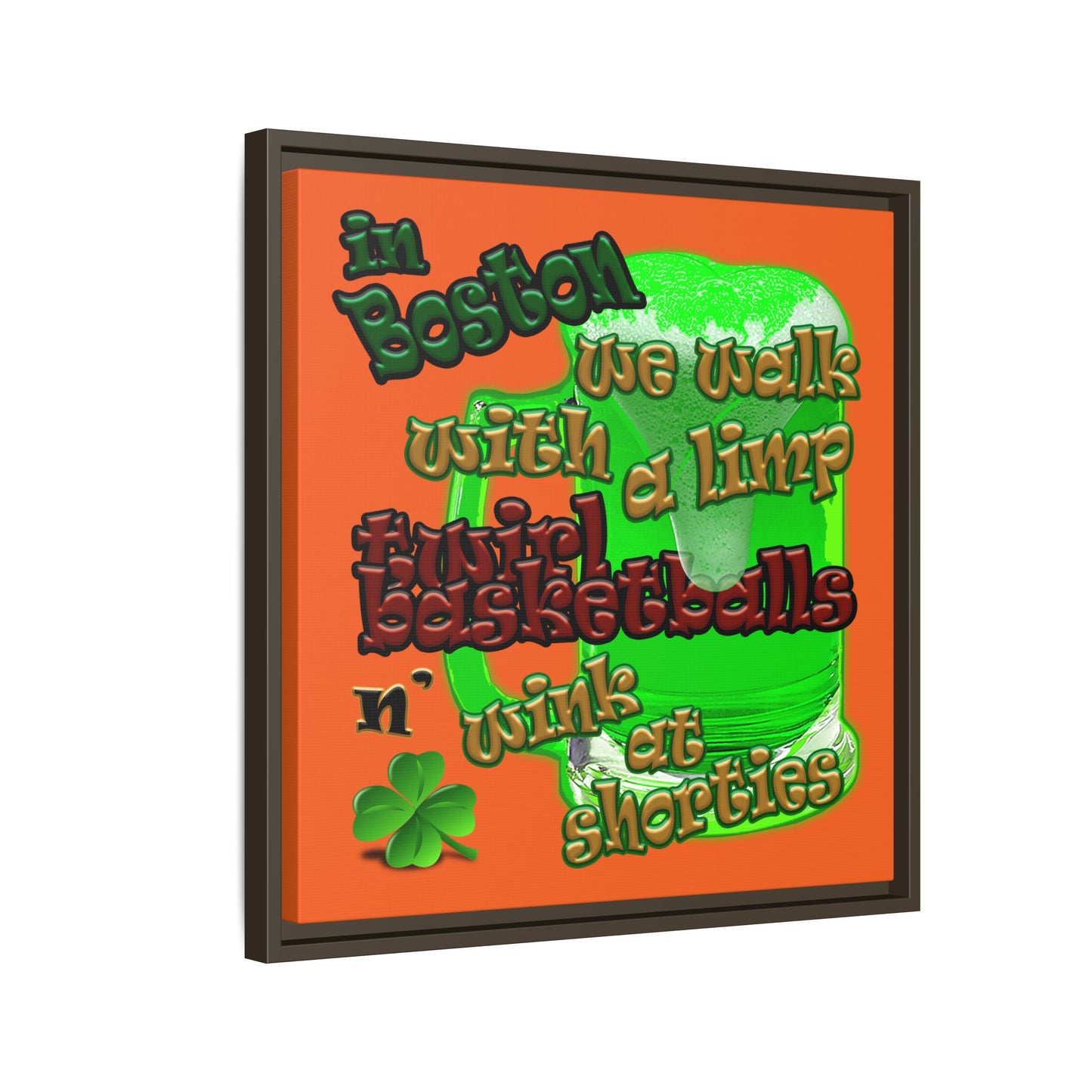celtics logo - framed canvas art (orange)