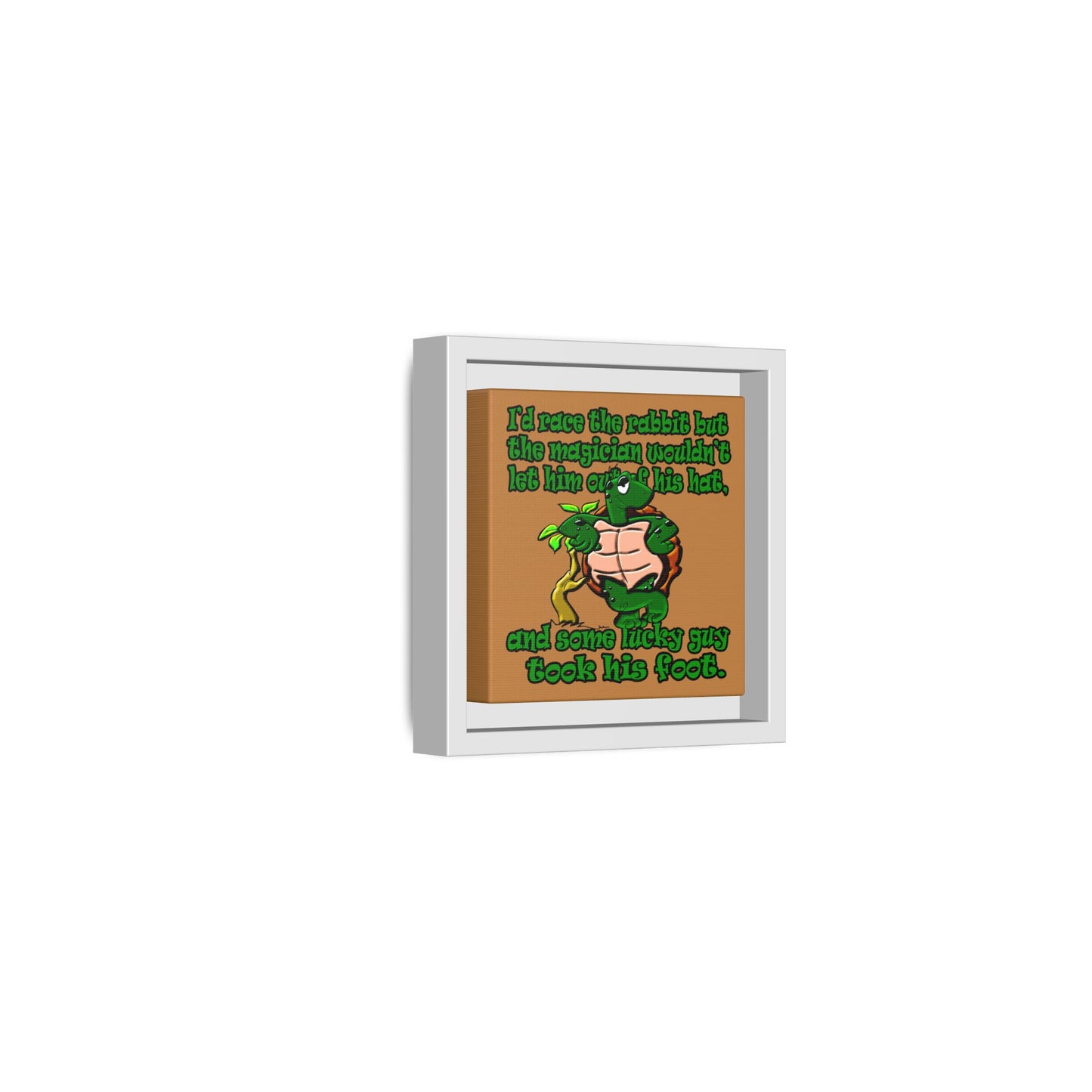 turtle race - framed canvas art (light brown)