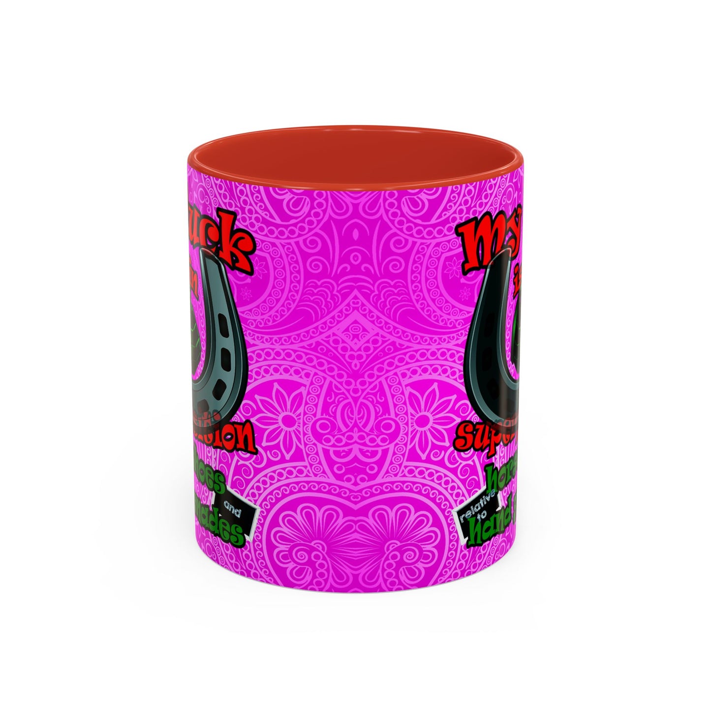 my luck - Accent Mug (pink swirl)