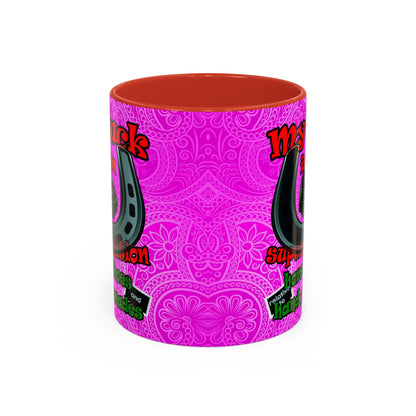 my luck - Accent Mug (pink swirl)