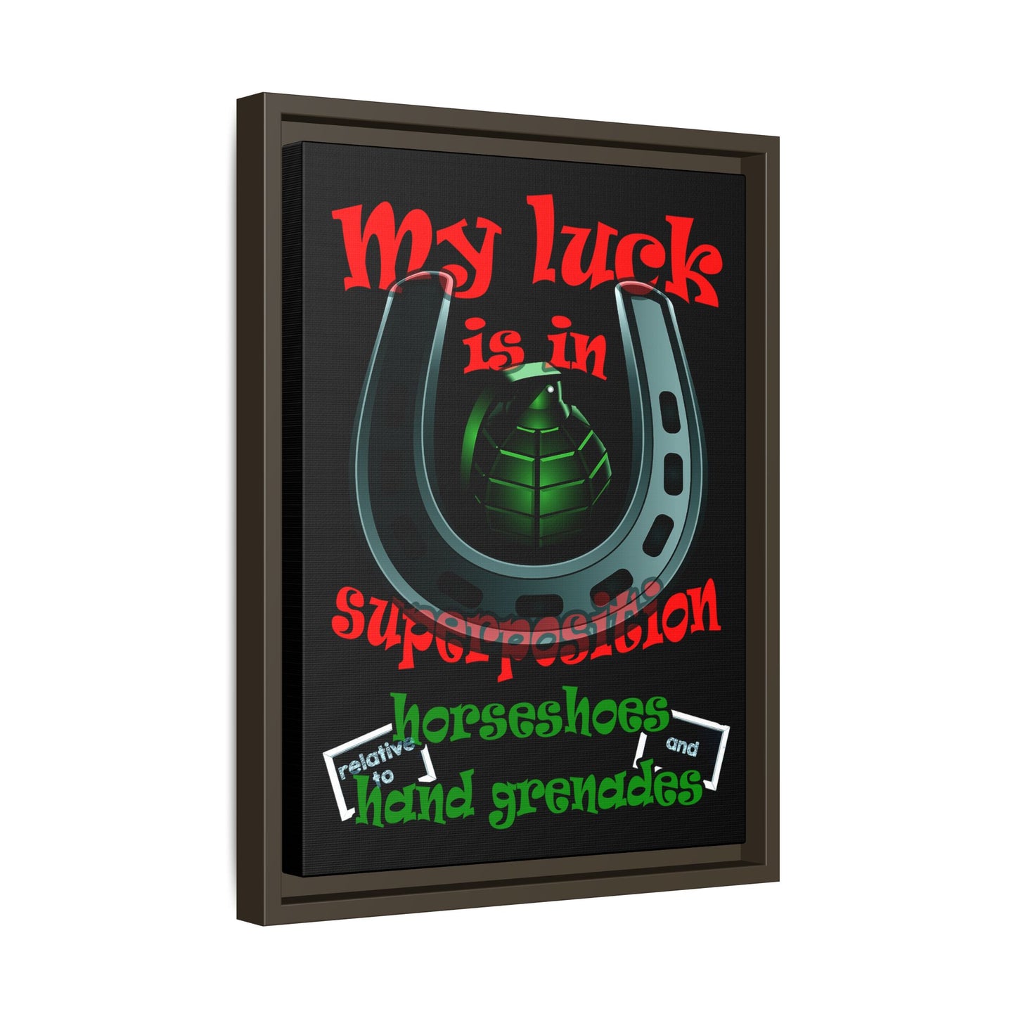 my luck - framed canvas art (black)