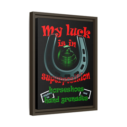 my luck - framed canvas art (black)