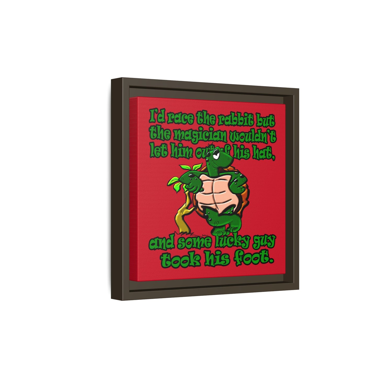 turtle race - framed canvas art (dark red)