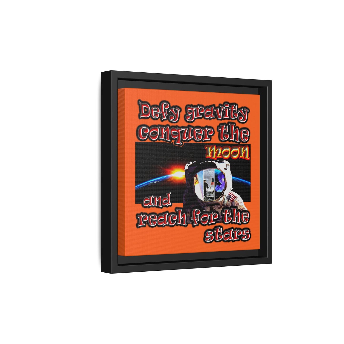 defy conquer reach - framed canvas art (orange)