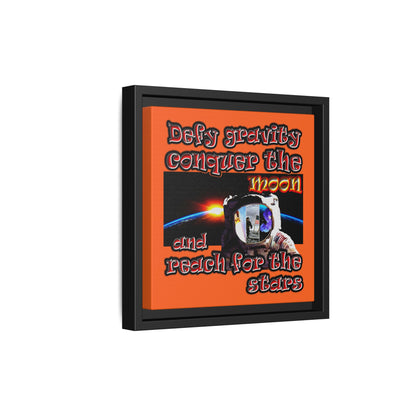 defy conquer reach - framed canvas art (orange)