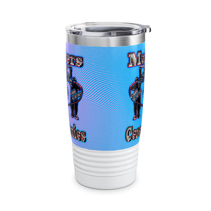 em cee squared - Ringneck Tumbler, 20oz (light blue-purple wave)