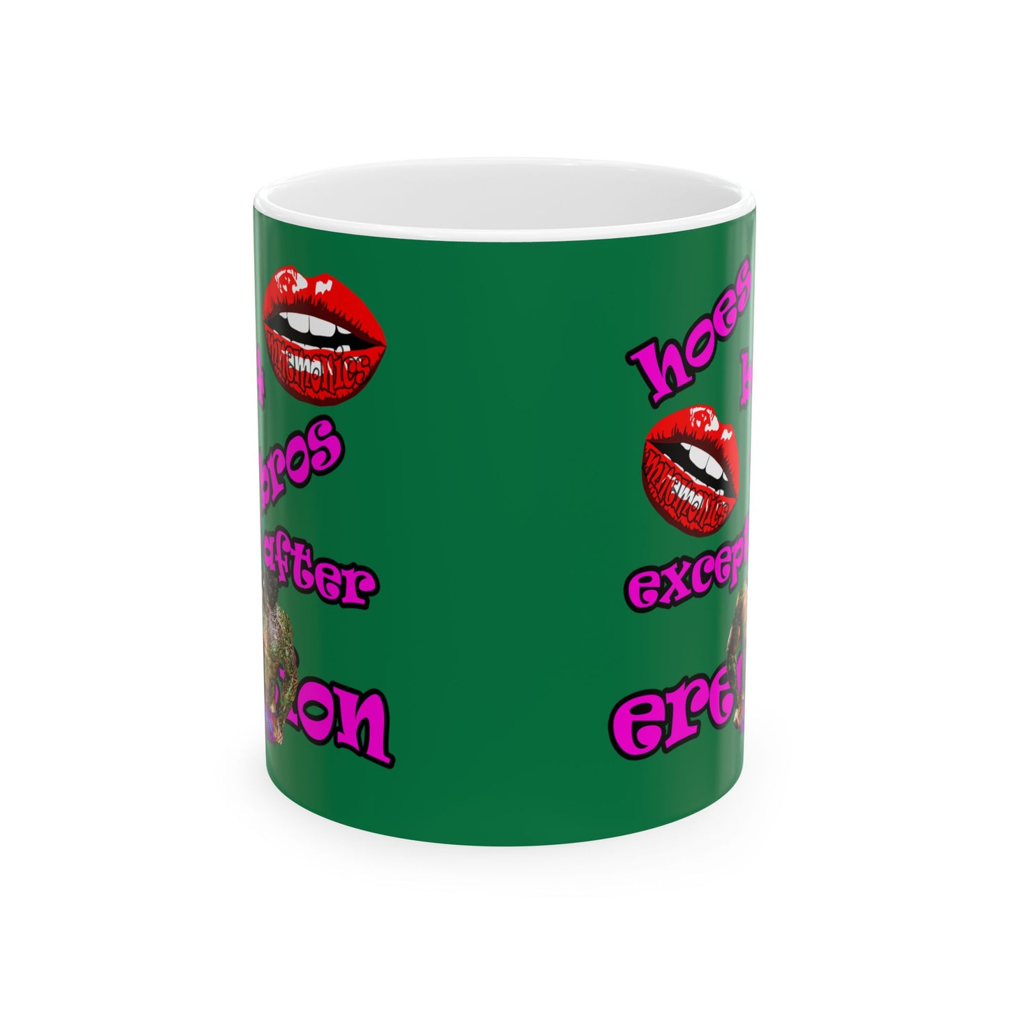 hoes b4 bros - White Mug (dark green)