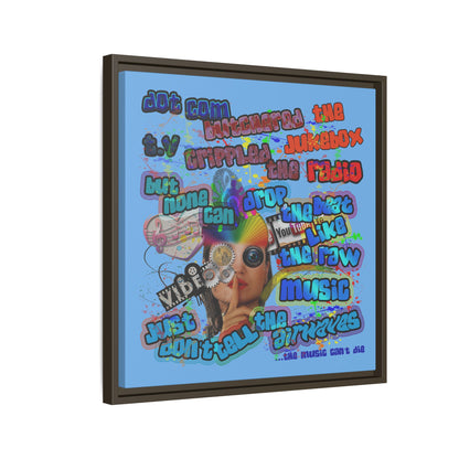 drop the beat - framed canvas art (light blue)