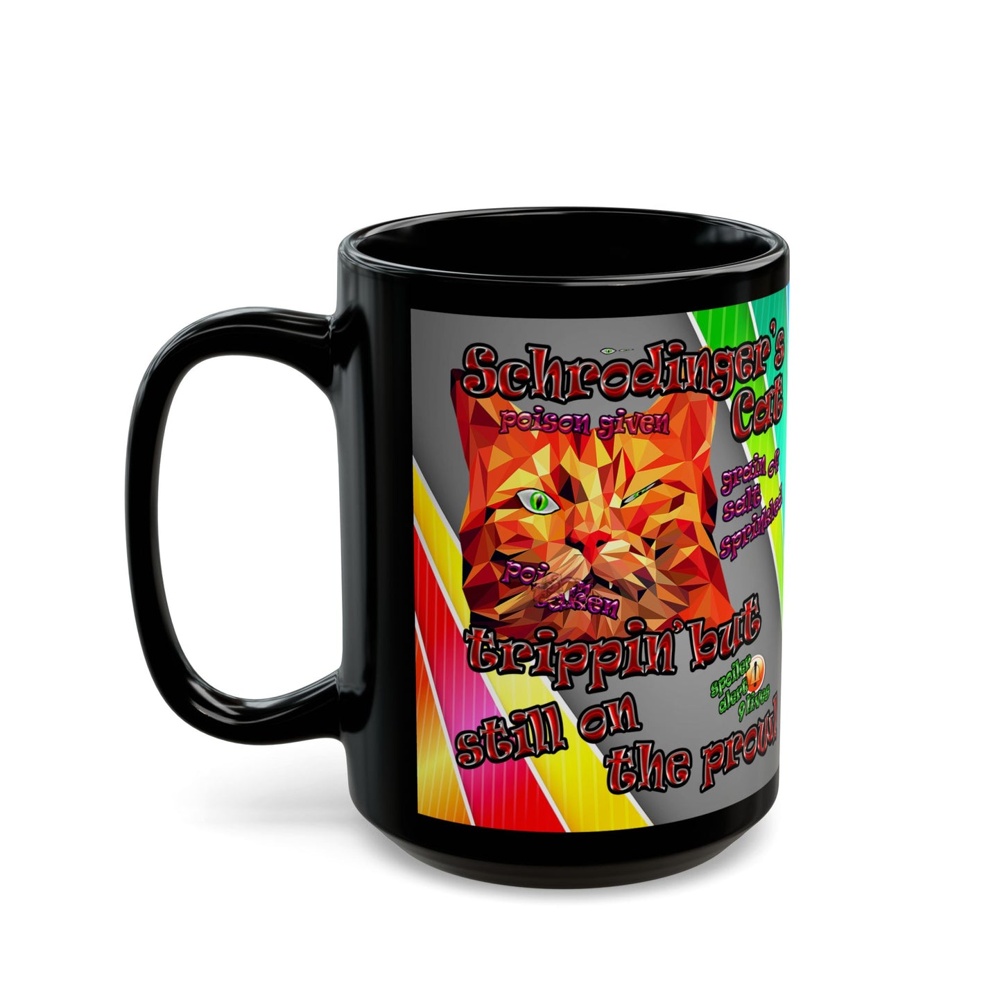 schrodinger's cat - Black Mug (rainbow split)