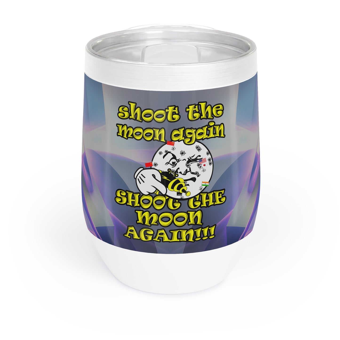 shoot the moon again - Chill Wine Tumbler (grey-pink wave)