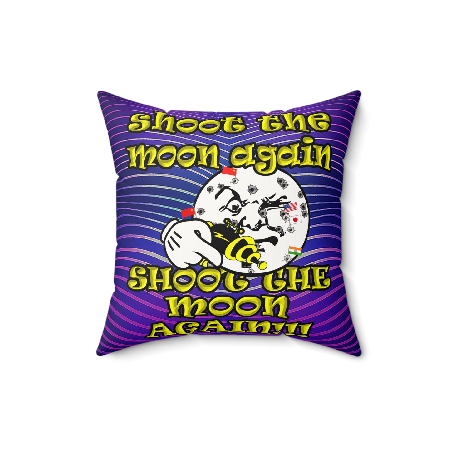 shoot the moon again - Faux Suede Square Pillow - (purple wave)