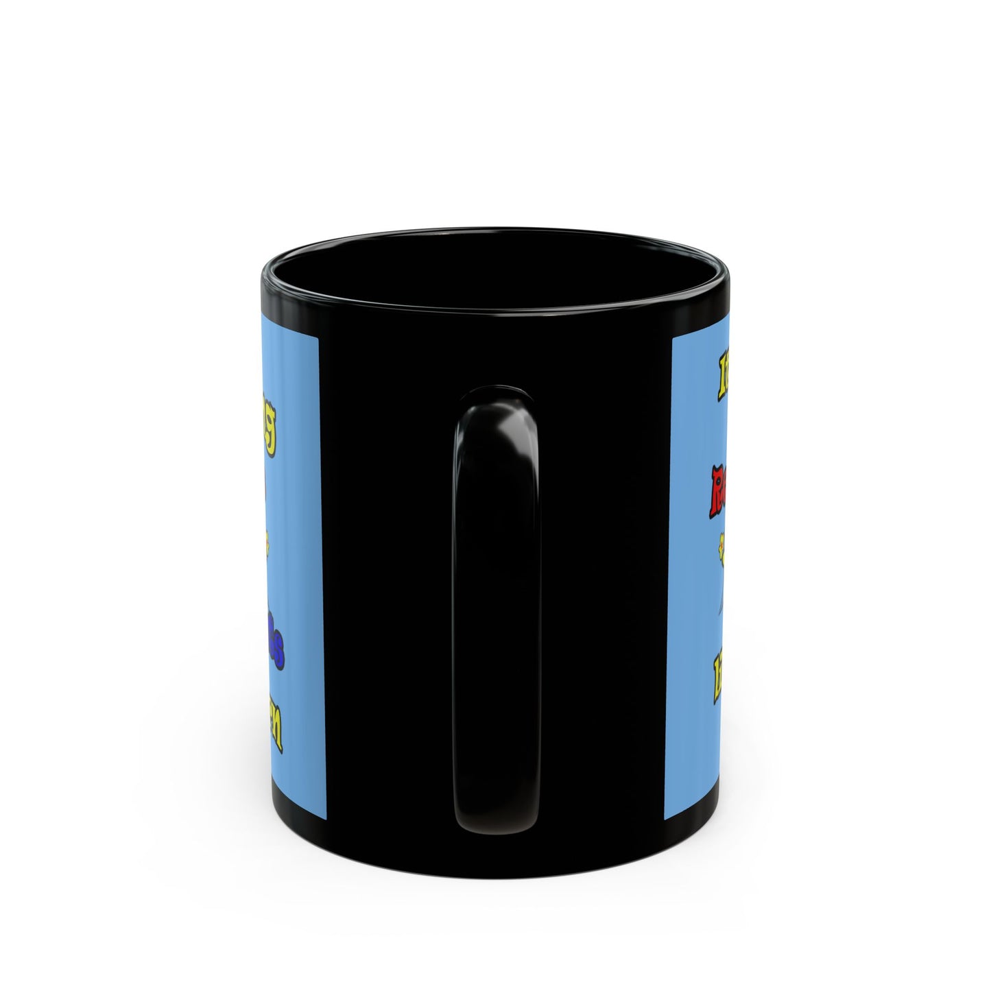 popping like popcorn - Black Mug (light blue)