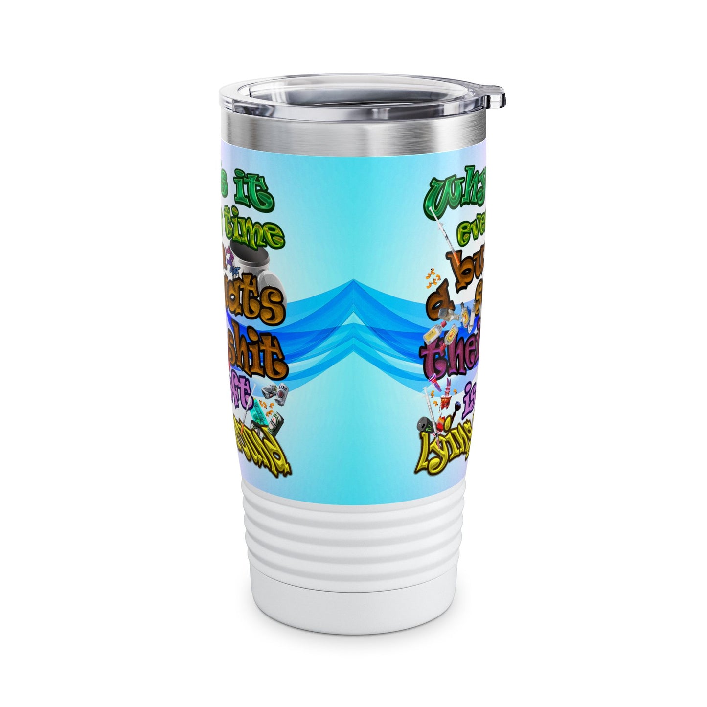 the bum's shit - Ringneck Tumbler, 20oz (light blue-pink wave)