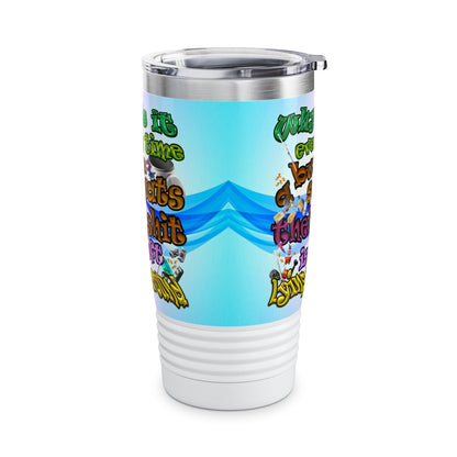 the bum's shit - Ringneck Tumbler, 20oz (light blue-pink wave)