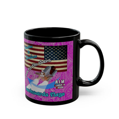 shoot for the stars - Black Mug (pink swirl)