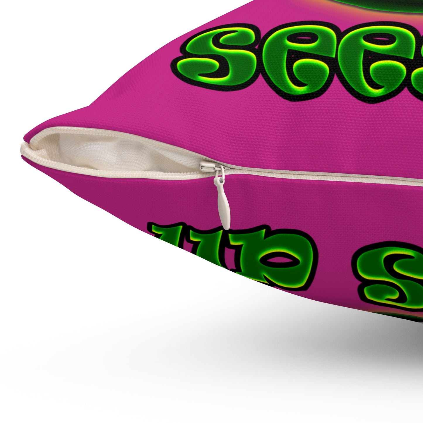 green monster - Spun Polyester Square Pillow - (pink)