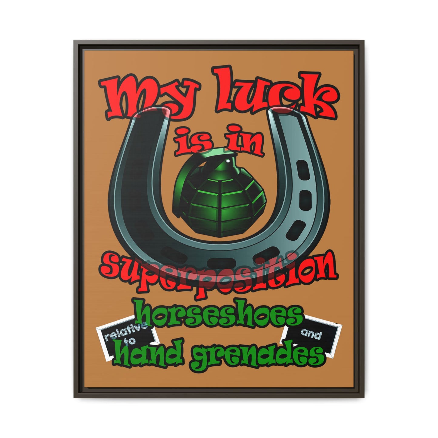 my luck - framed canvas art (light brown)