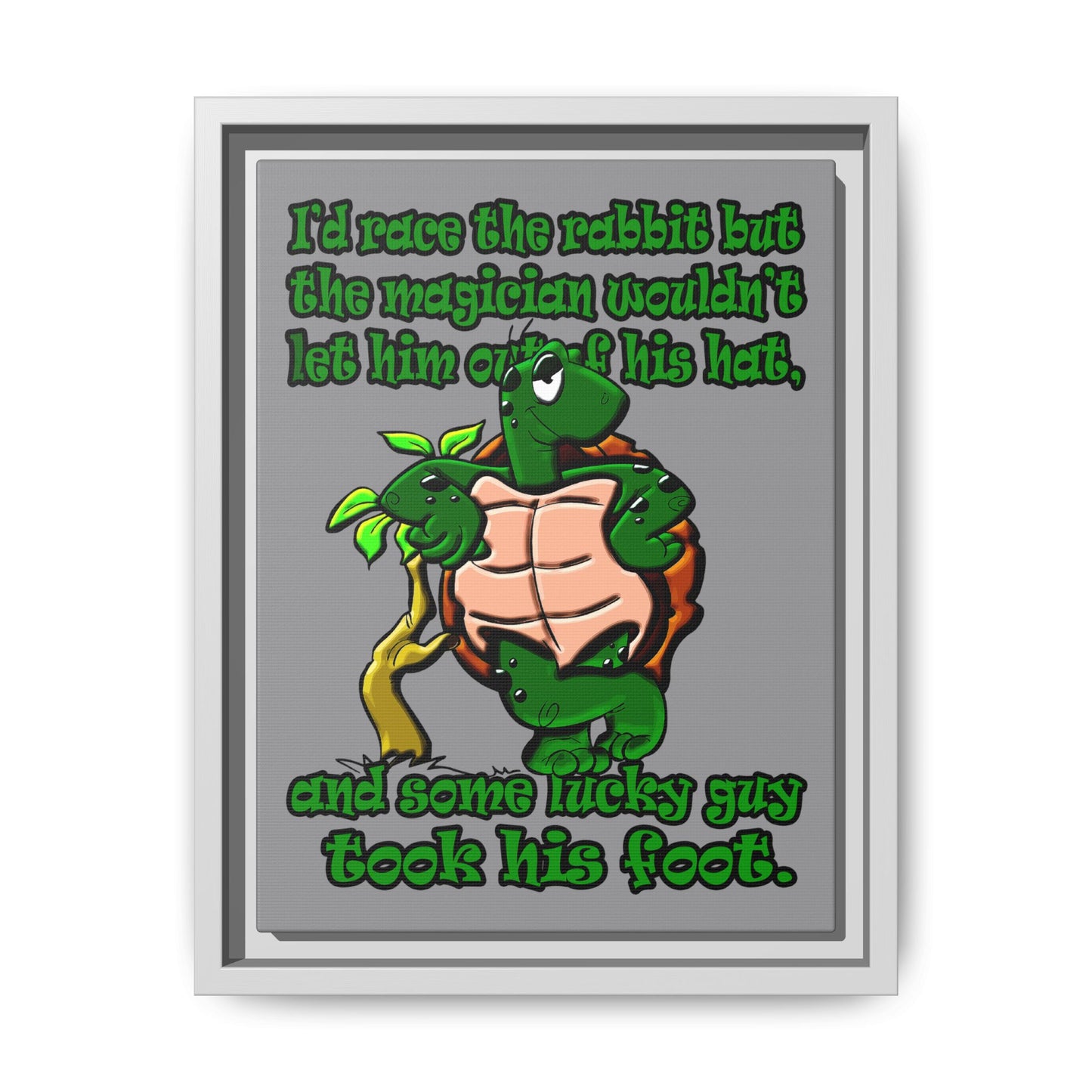 turtle race - framed canvas art (grey)