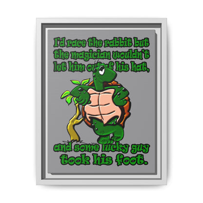 turtle race - framed canvas art (grey)