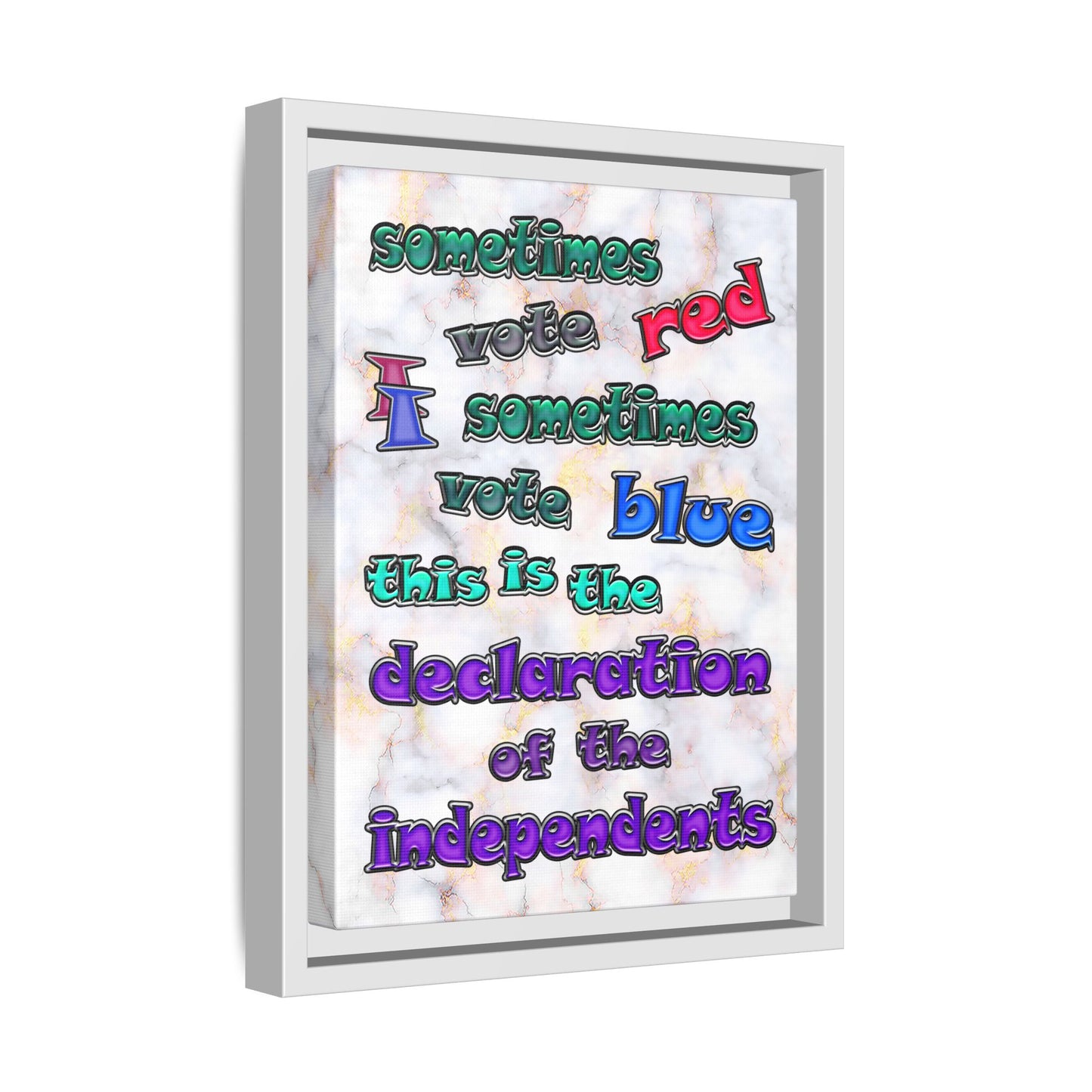 declaration of the independents - framed canvas art (white marble)