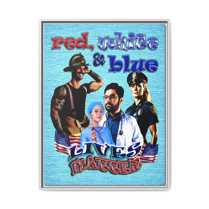 rw&b lives matter - framed canvas art (faded blue)