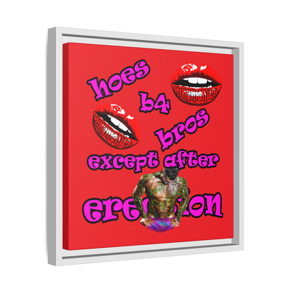 hoes b4 bros - framed canvas art (red)