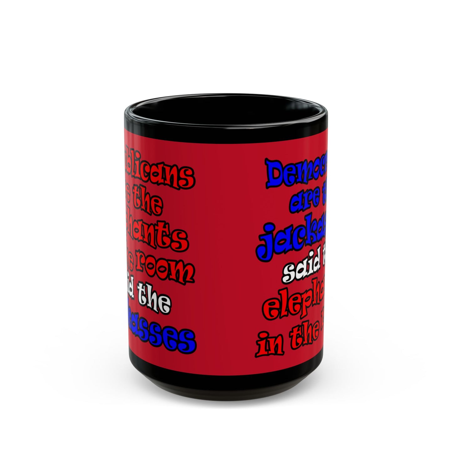 donkeys and elephants - Black Mug (dark red)