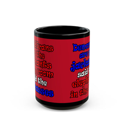 donkeys and elephants - Black Mug (dark red)