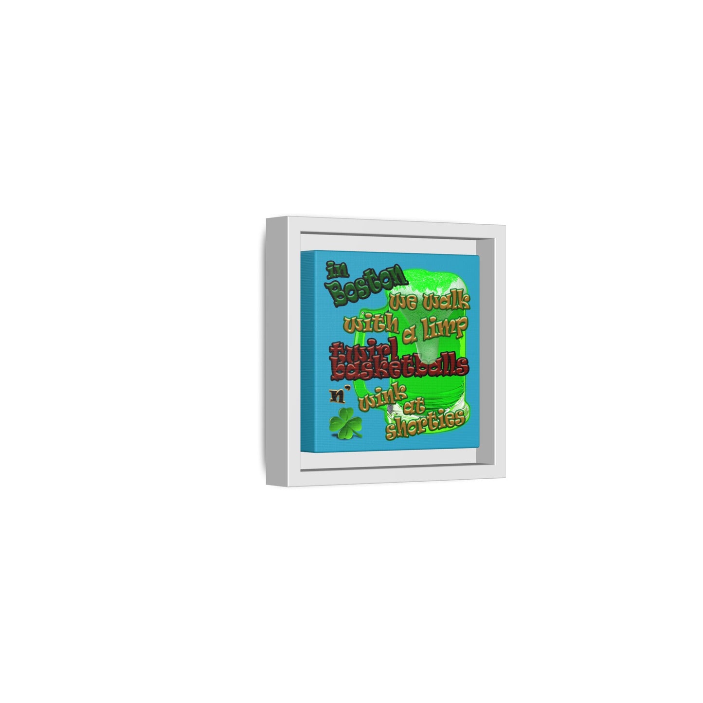 celtics logo - framed canvas art (turquoise)