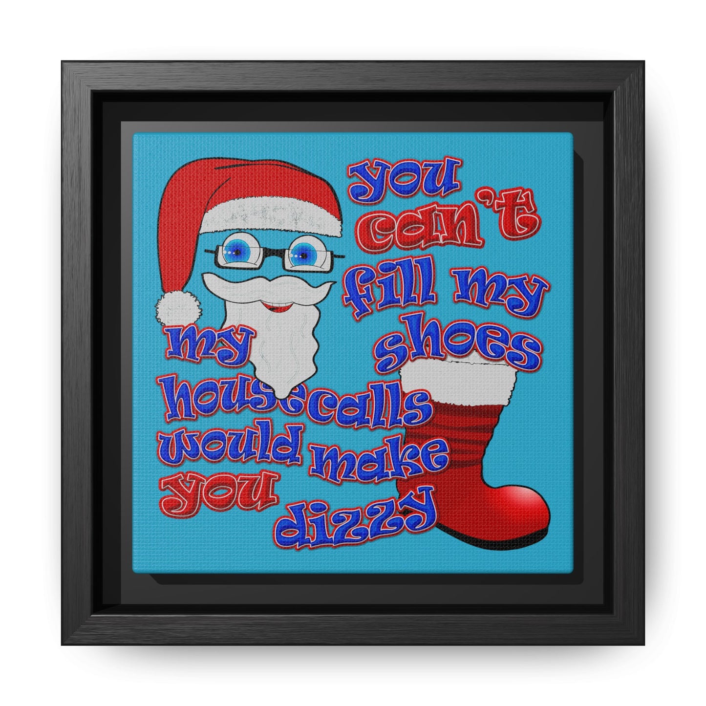 santa's shoes - framed canvas art (turquoise)