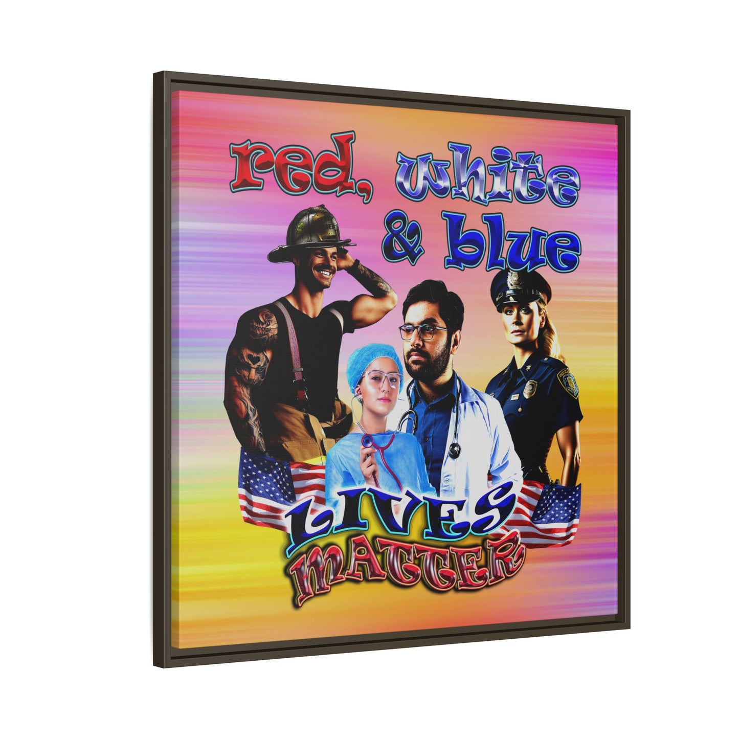 rw&b lives matter - framed canvas art (color blur)
