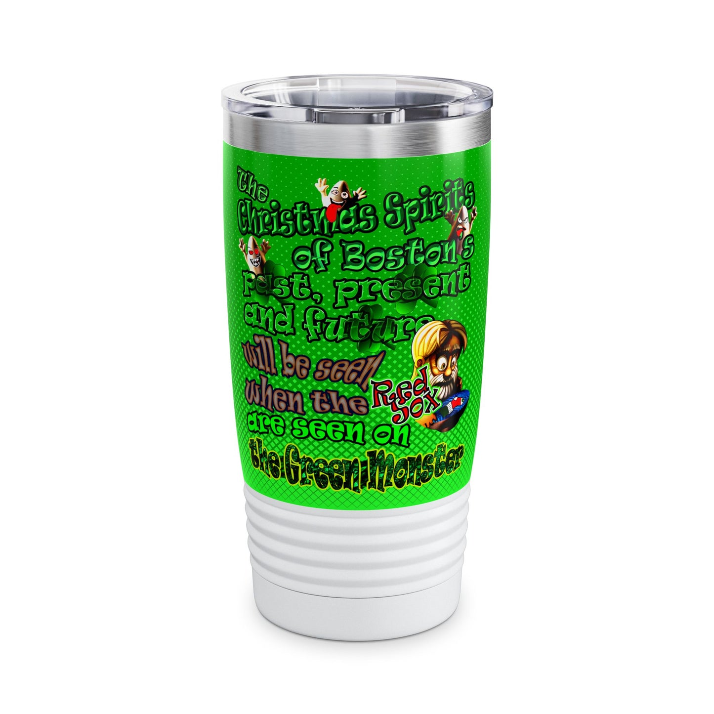 christmas spirits of boston - Ringneck Tumbler, 20oz (logo green)