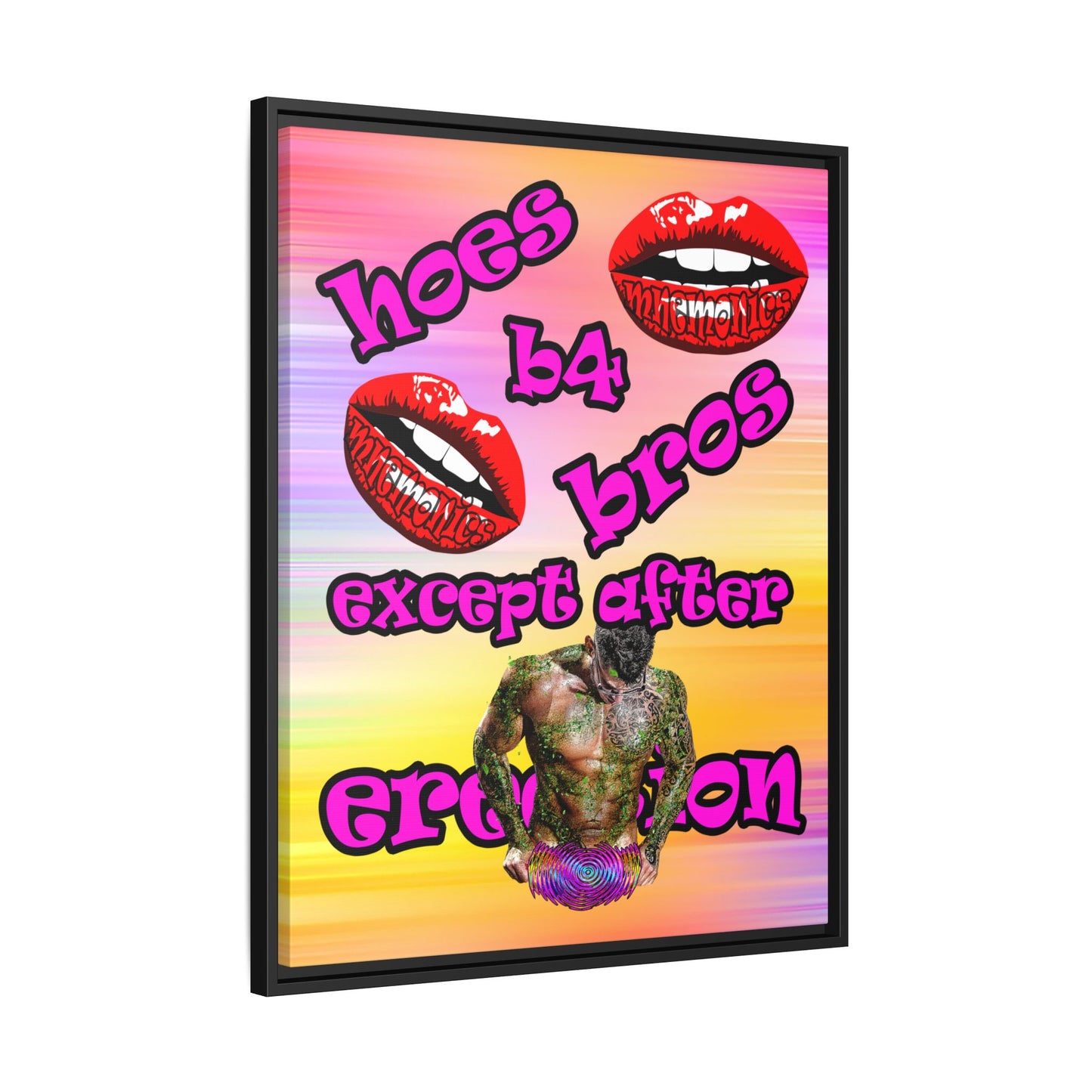 hoes b4 bros - framed canvas art (color blur)