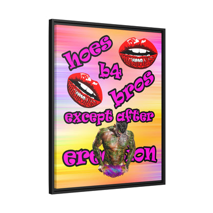 hoes b4 bros - framed canvas art (color blur)