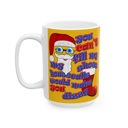 santa's shoes - White Mug (yellow)