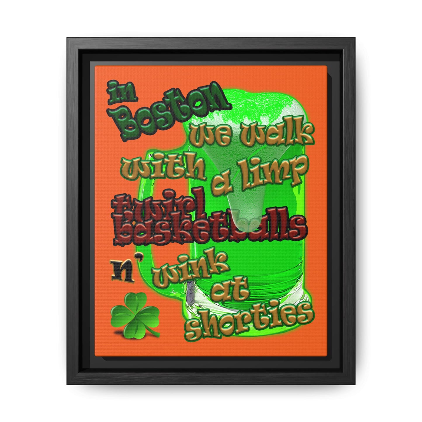 celtics logo - framed canvas art (orange)