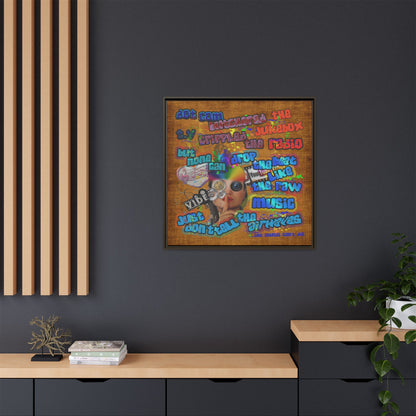drop the beat - framed canvas art (brown papyrus)