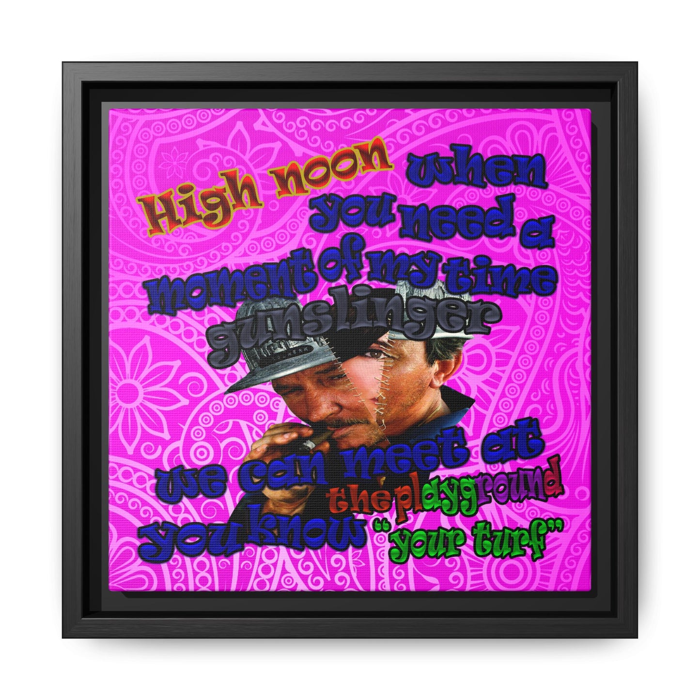 high noon - framed canvas art (pink swirl)