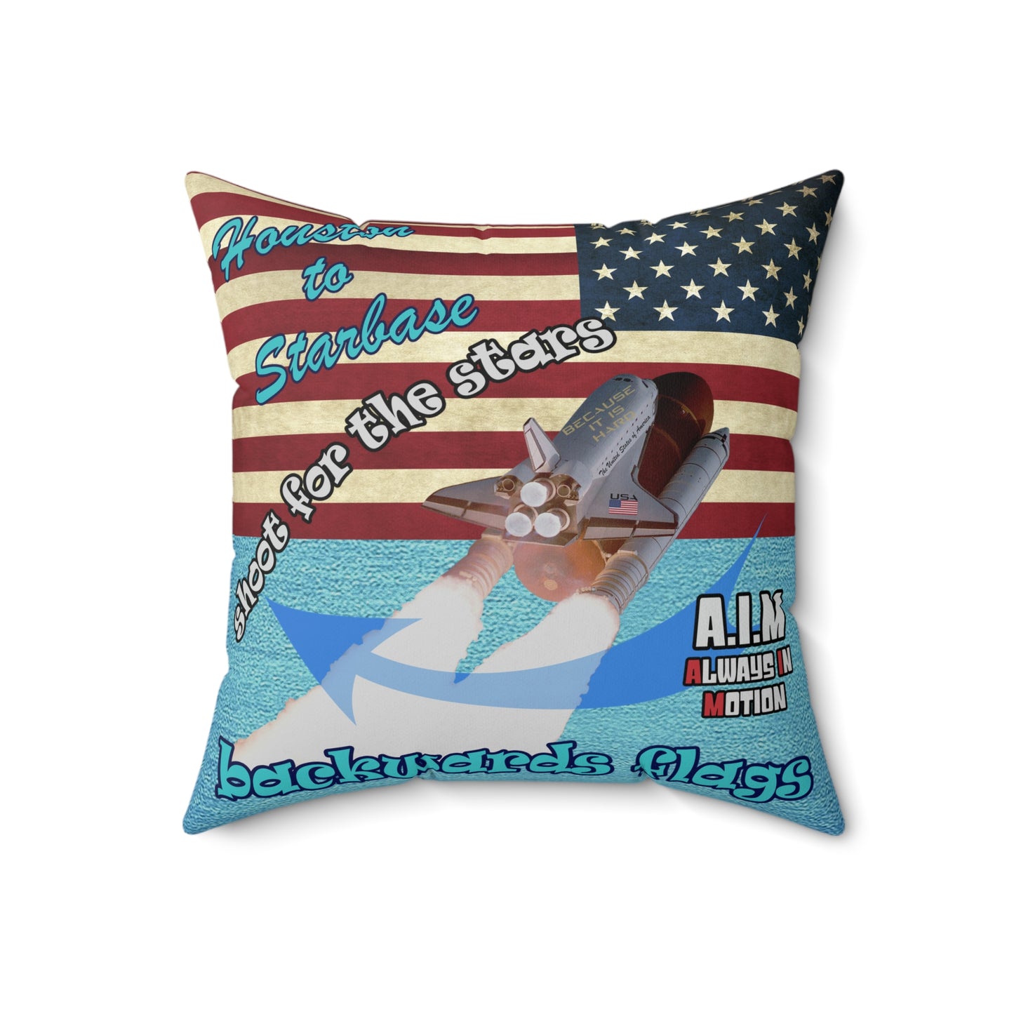 shoot for the stars - Spun Polyester Square Pillow - (faded blue)