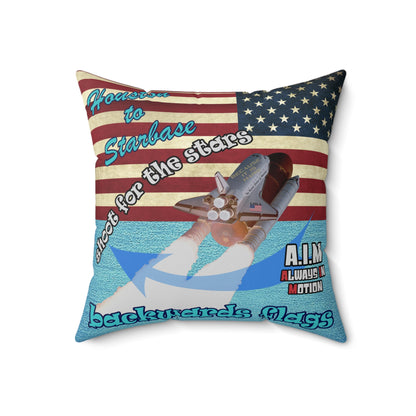 shoot for the stars - Spun Polyester Square Pillow - (faded blue)