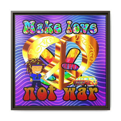 love peace - framed canvas art (purple wave)