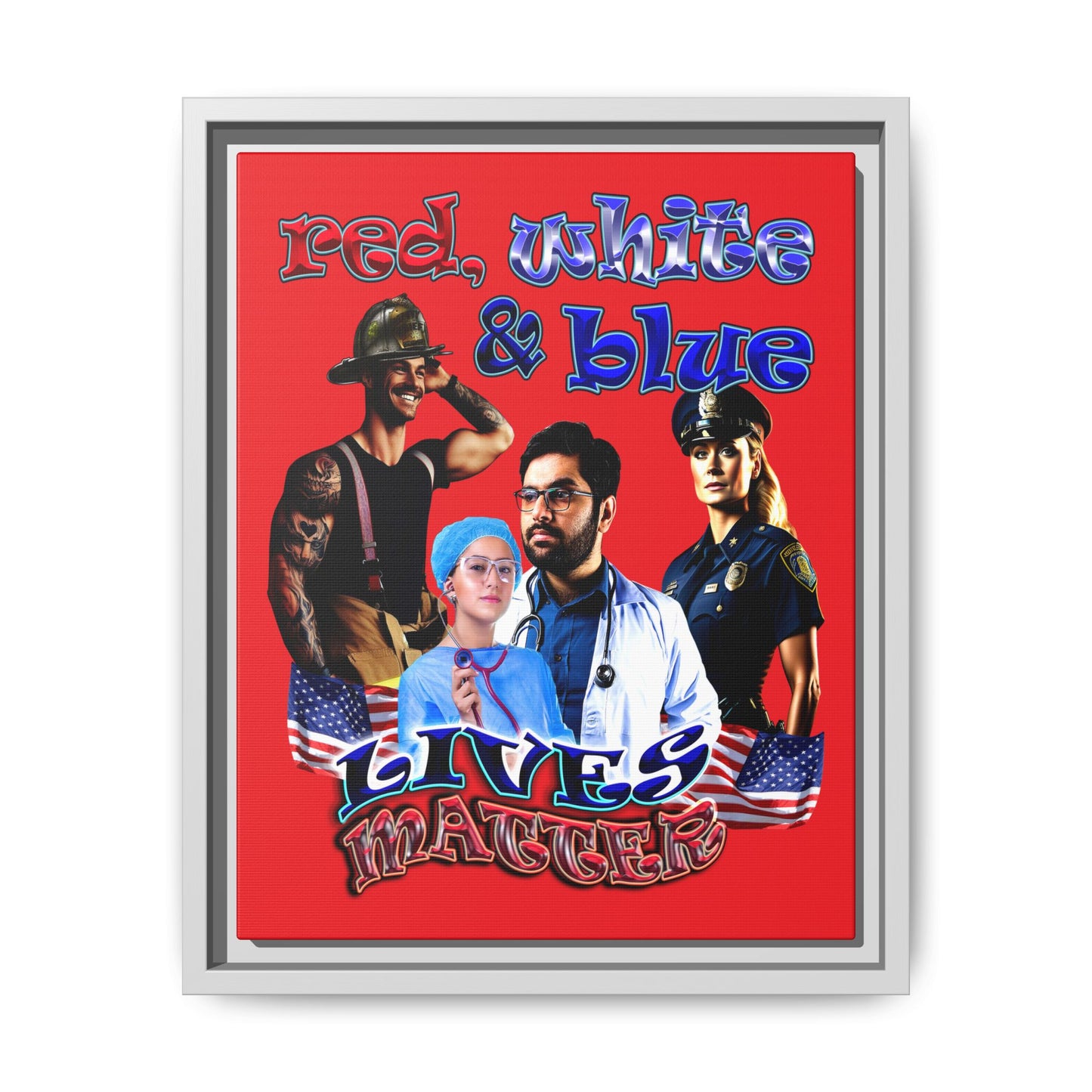 rw&b lives matter - framed canvas art (red)