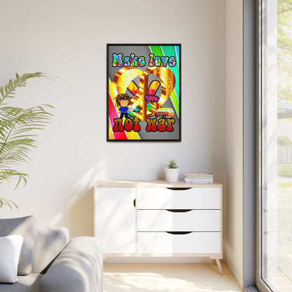 love peace - framed canvas art (rainbow split)