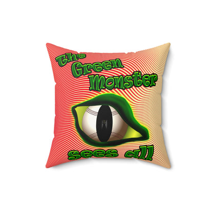 green monster - Faux Suede Square Pillow - (yellow-orange wave)