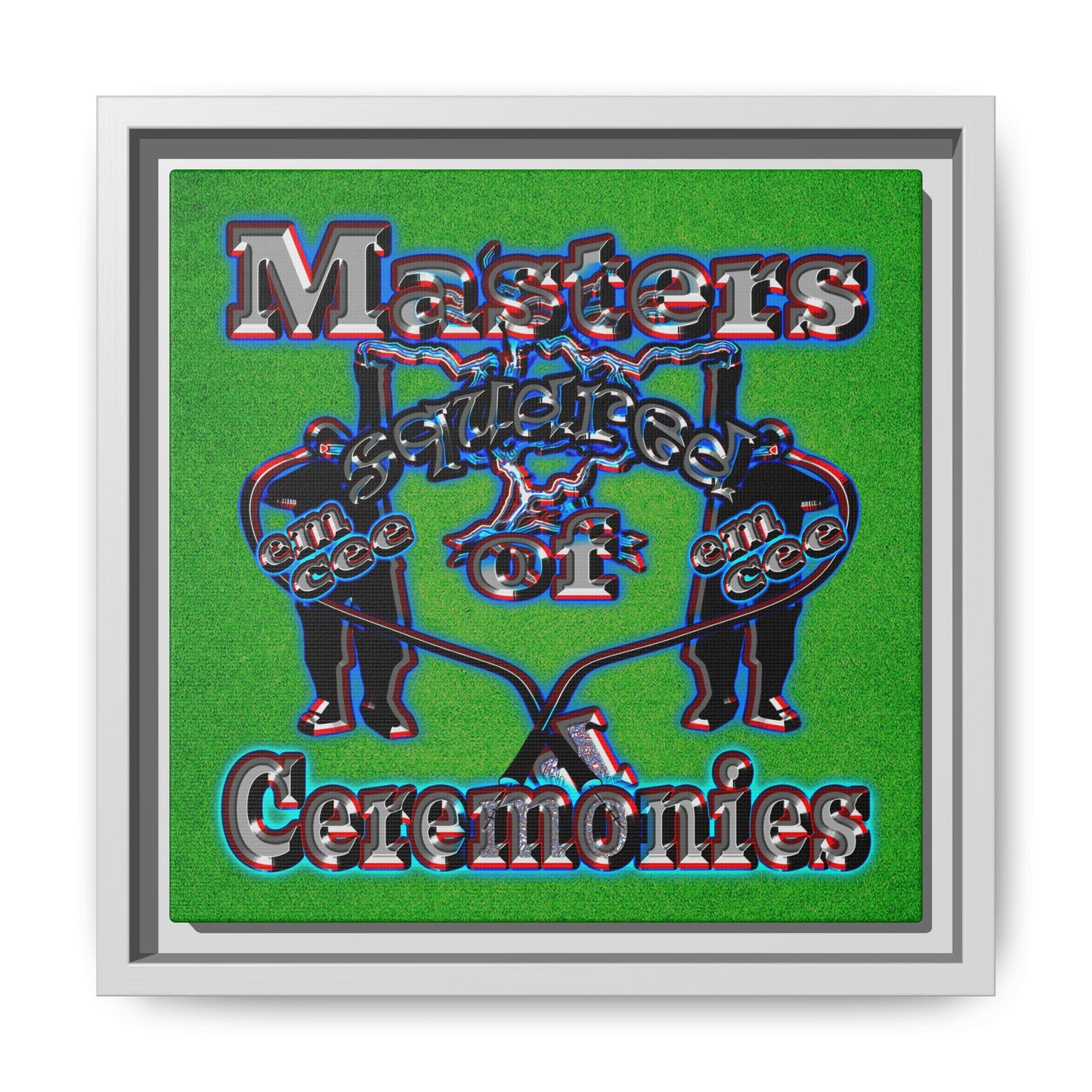 em cee squared - framed canvas art (green turf)